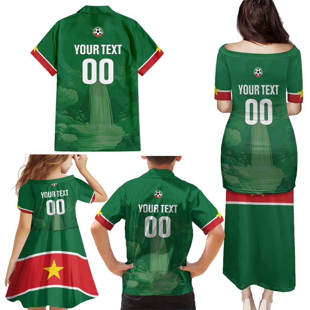 Custom Football Guadeloupe Green Family Matching Puletasi and Hawaiian Shirt Les Gwada Boy Go Champions