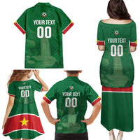 Custom Football Guadeloupe Green Family Matching Puletasi and Hawaiian Shirt Les Gwada Boy Go Champions