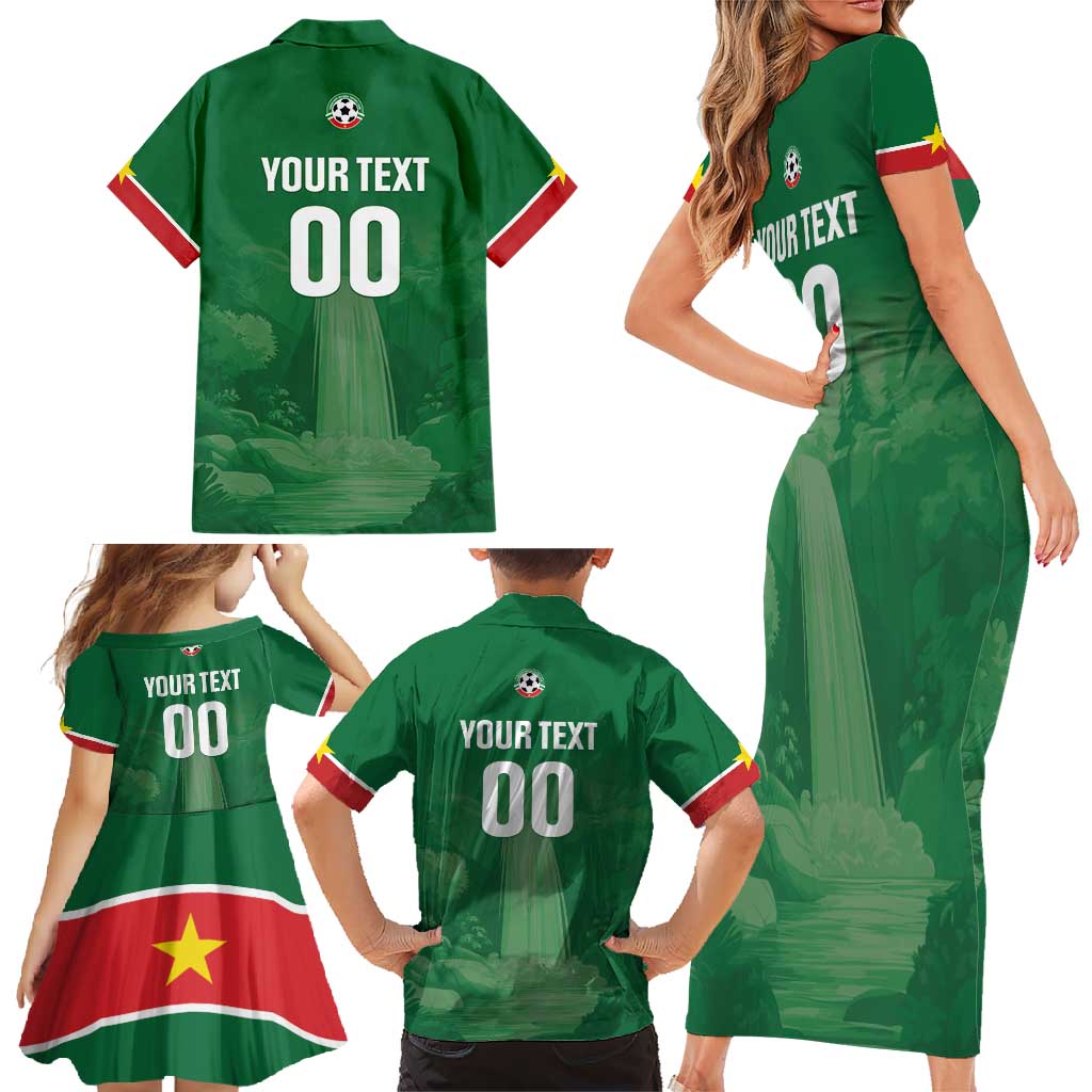 Custom Football Guadeloupe Green Family Matching Short Sleeve Bodycon Dress and Hawaiian Shirt Les Gwada Boy Go Champions