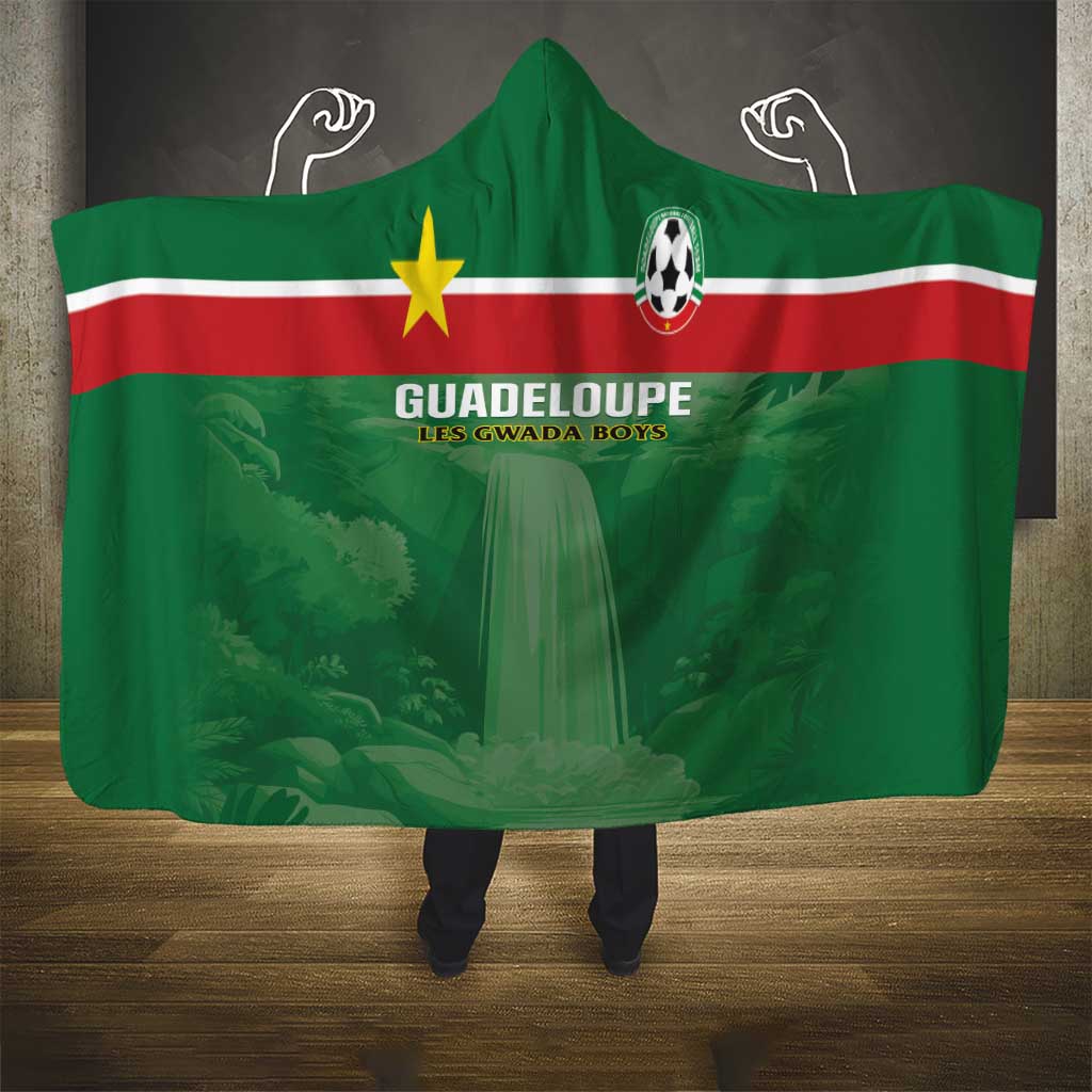 Football Guadeloupe Green Hooded Blanket Les Gwada Boy Go Champions