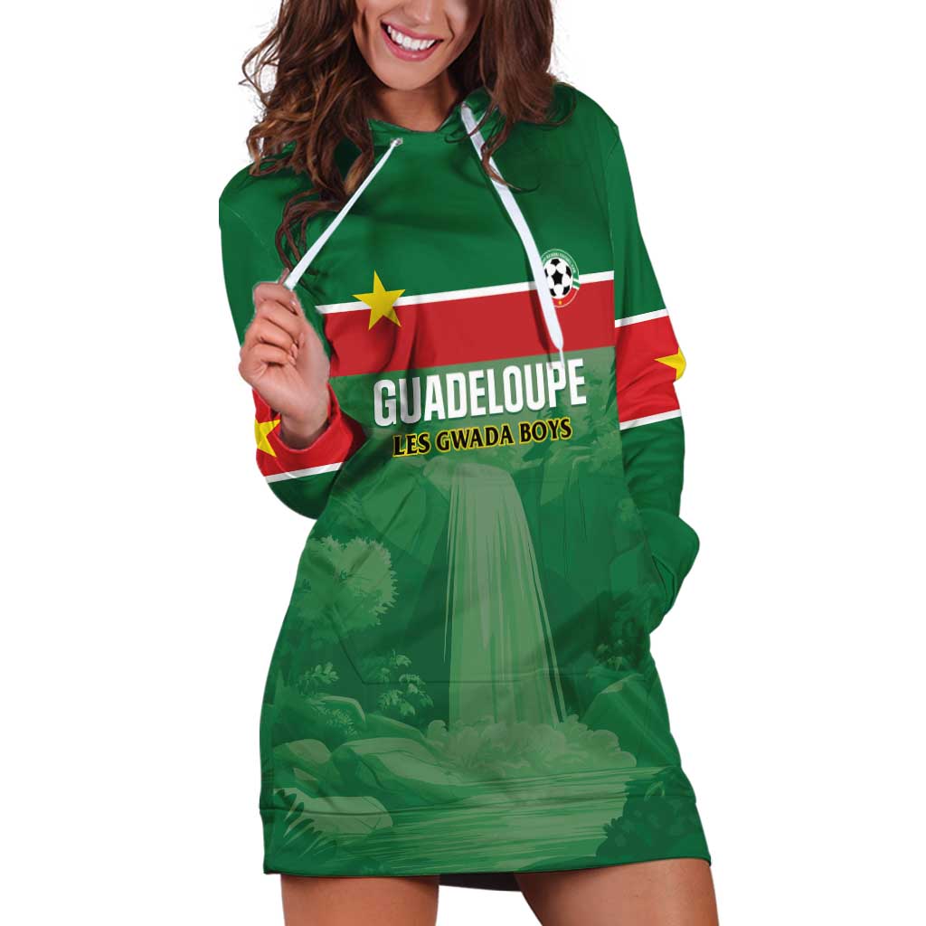 Custom Football Guadeloupe Green Hoodie Dress Les Gwada Boy Go Champions