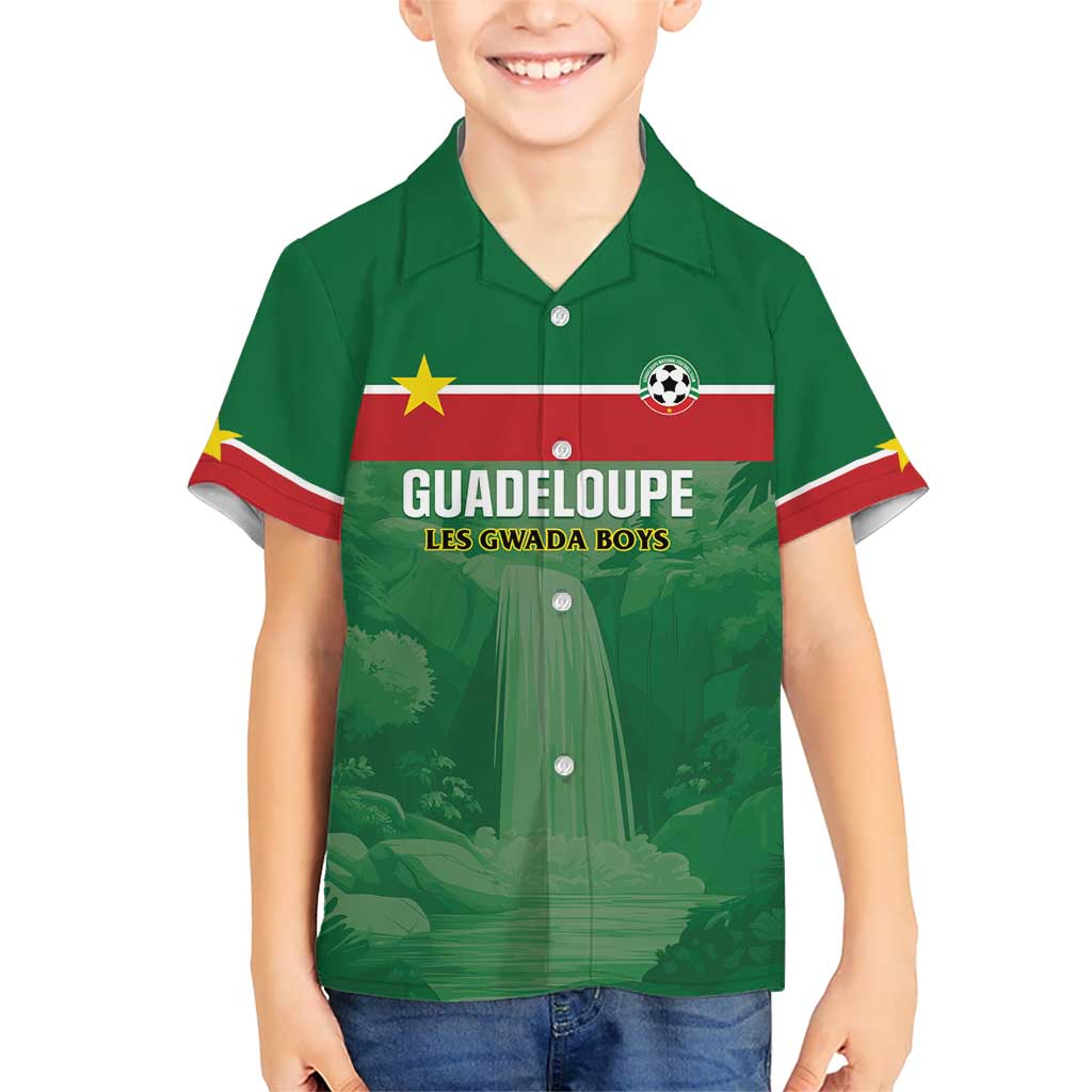 Custom Football Guadeloupe Green Kid Hawaiian Shirt Les Gwada Boy Go Champions