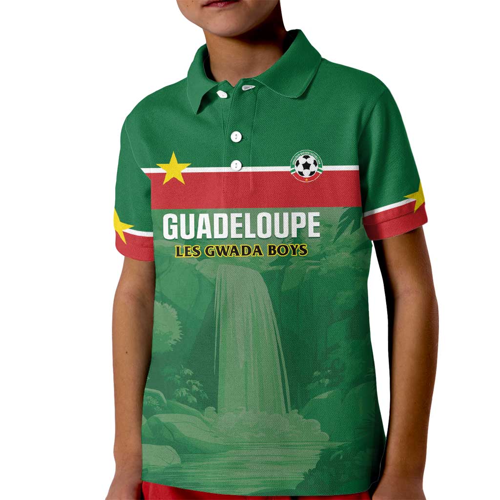 Custom Football Guadeloupe Green Kid Polo Shirt Les Gwada Boy Go Champions