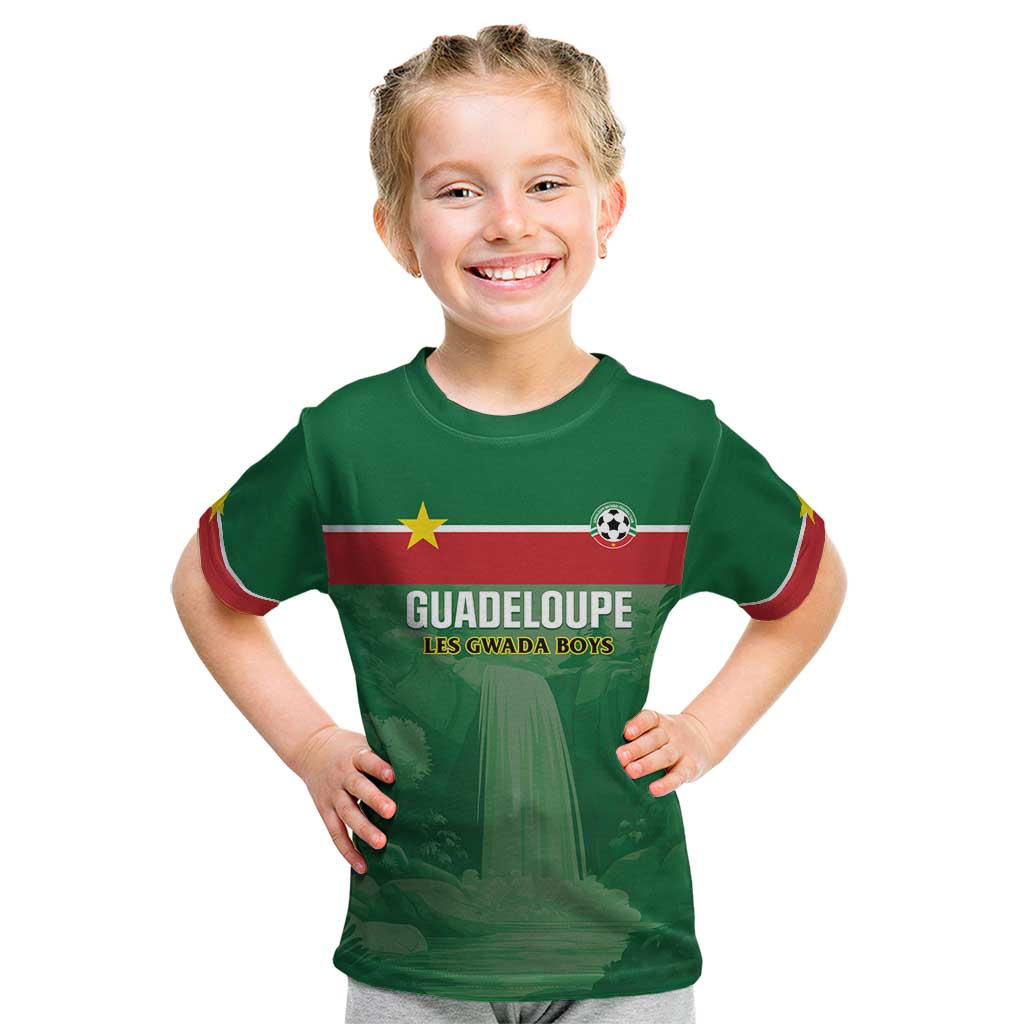 Custom Football Guadeloupe Green Kid T Shirt Les Gwada Boy Go Champions