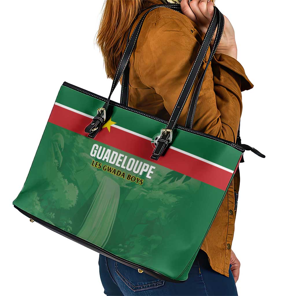 Football Guadeloupe Green Leather Tote Bag Les Gwada Boy Go Champions