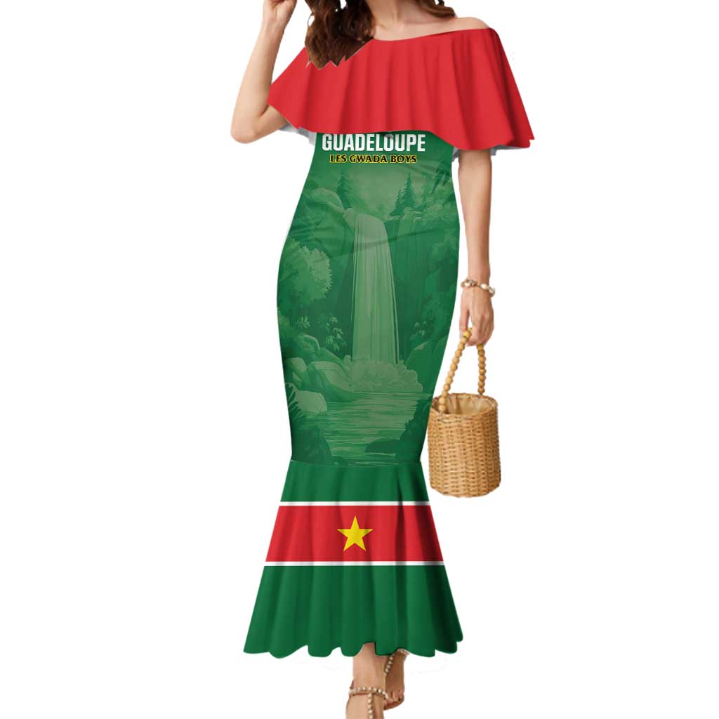 Custom Football Guadeloupe Green Mermaid Dress Les Gwada Boy Go Champions