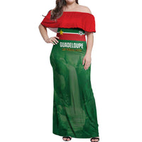 Custom Football Guadeloupe Green Off Shoulder Maxi Dress Les Gwada Boy Go Champions