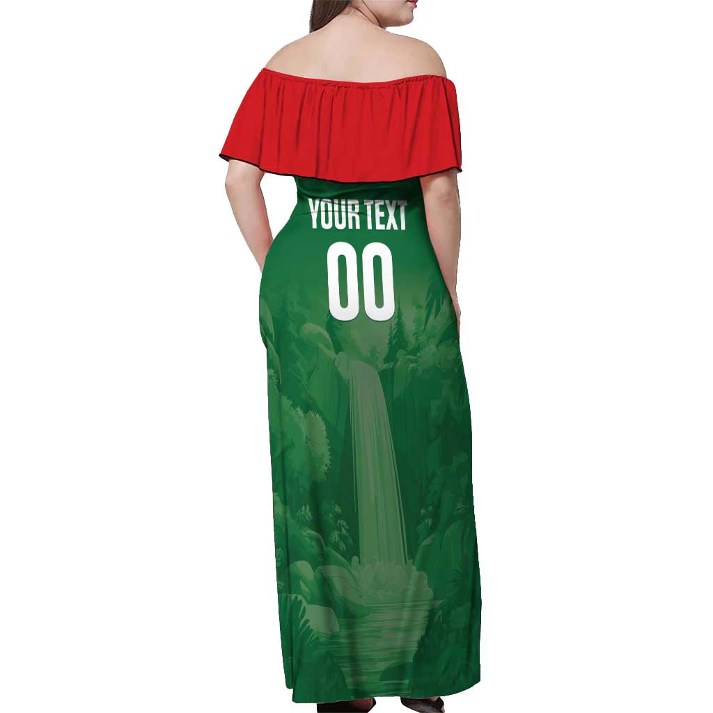 Custom Football Guadeloupe Green Off Shoulder Maxi Dress Les Gwada Boy Go Champions