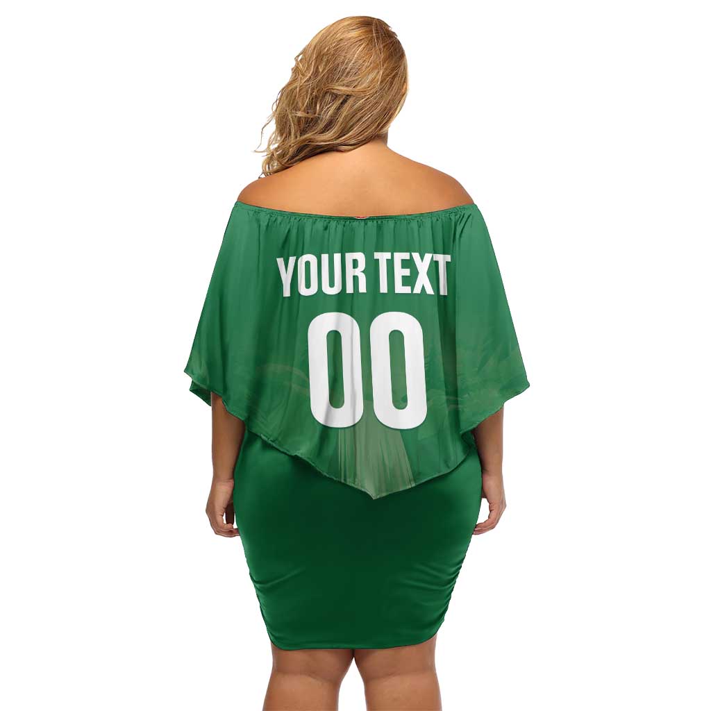 Custom Football Guadeloupe Green Off Shoulder Short Dress Les Gwada Boy Go Champions