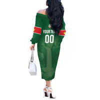 Custom Football Guadeloupe Green Off The Shoulder Long Sleeve Dress Les Gwada Boy Go Champions