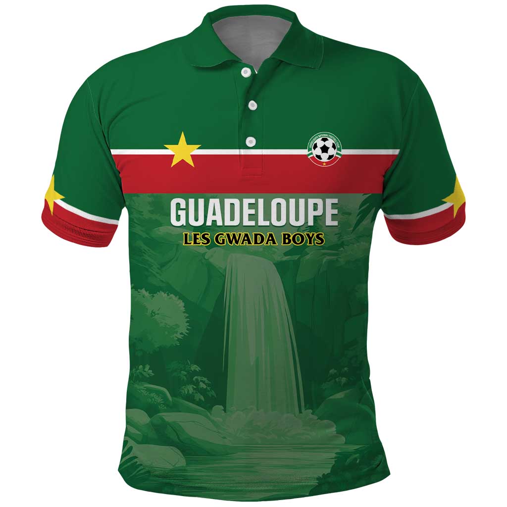 Custom Football Guadeloupe Green Polo Shirt Les Gwada Boy Go Champions