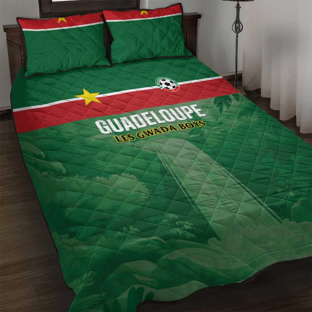 Football Guadeloupe Green Quilt Bed Set Les Gwada Boy Go Champions