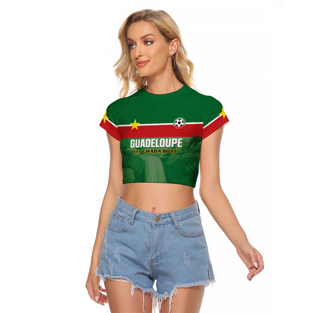 Custom Football Guadeloupe Green Raglan Cropped T Shirt Les Gwada Boy Go Champions