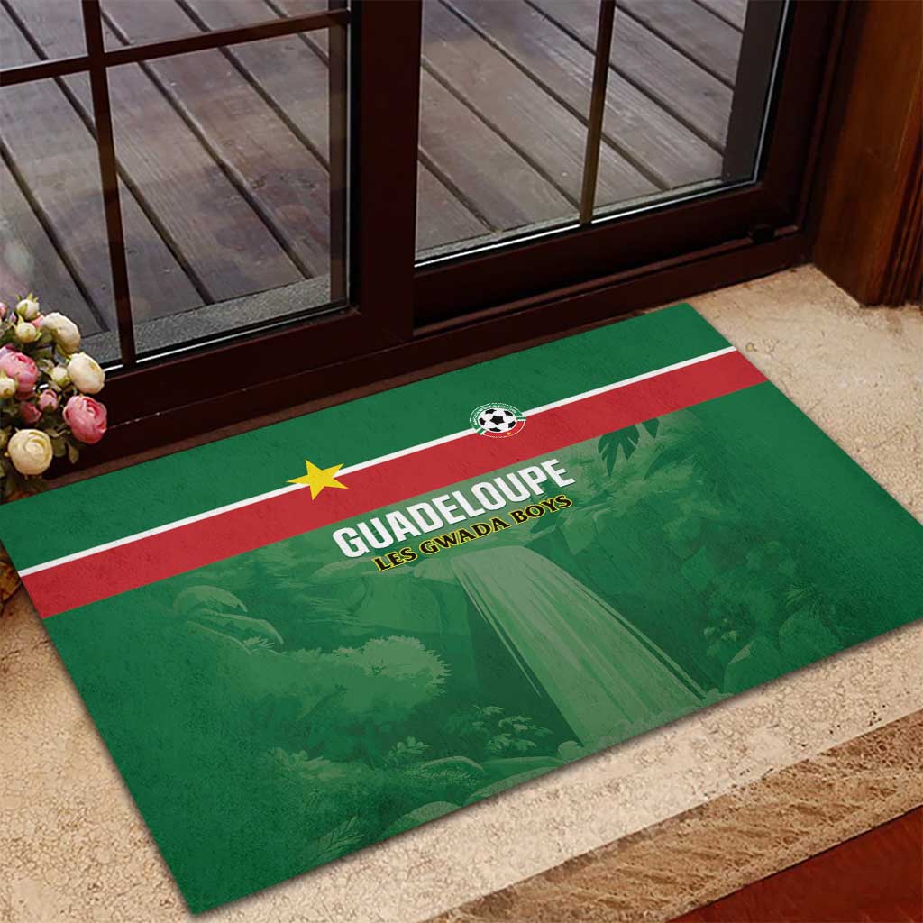 Football Guadeloupe Green Rubber Doormat Les Gwada Boy Go Champions