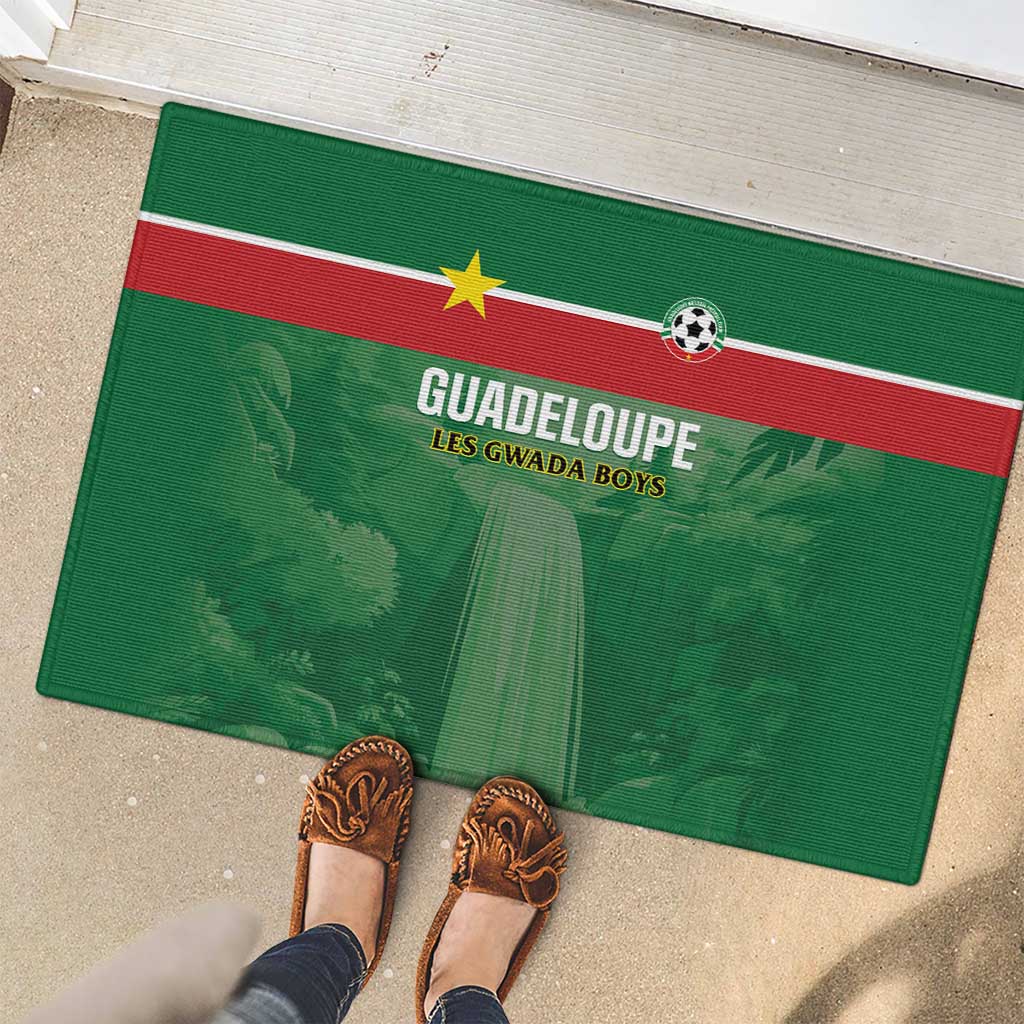 Football Guadeloupe Green Rubber Doormat Les Gwada Boy Go Champions