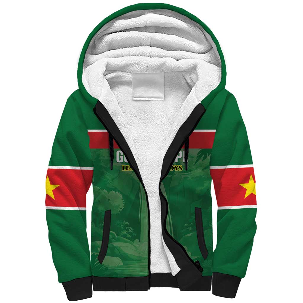 Custom Football Guadeloupe Green Sherpa Hoodie Les Gwada Boy Go Champions