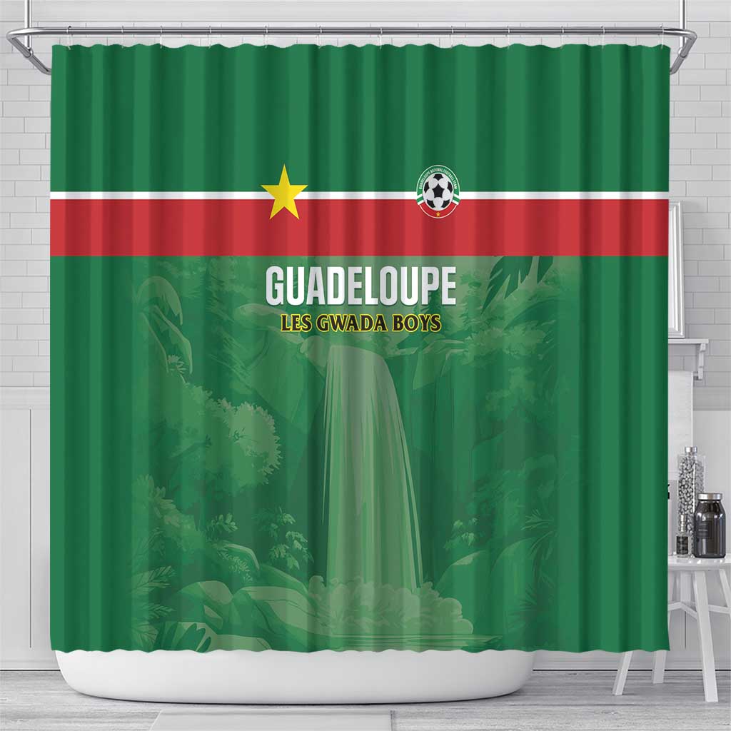 Football Guadeloupe Green Shower Curtain Les Gwada Boy Go Champions
