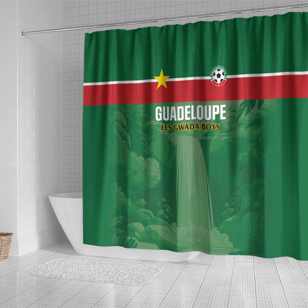 Football Guadeloupe Green Shower Curtain Les Gwada Boy Go Champions