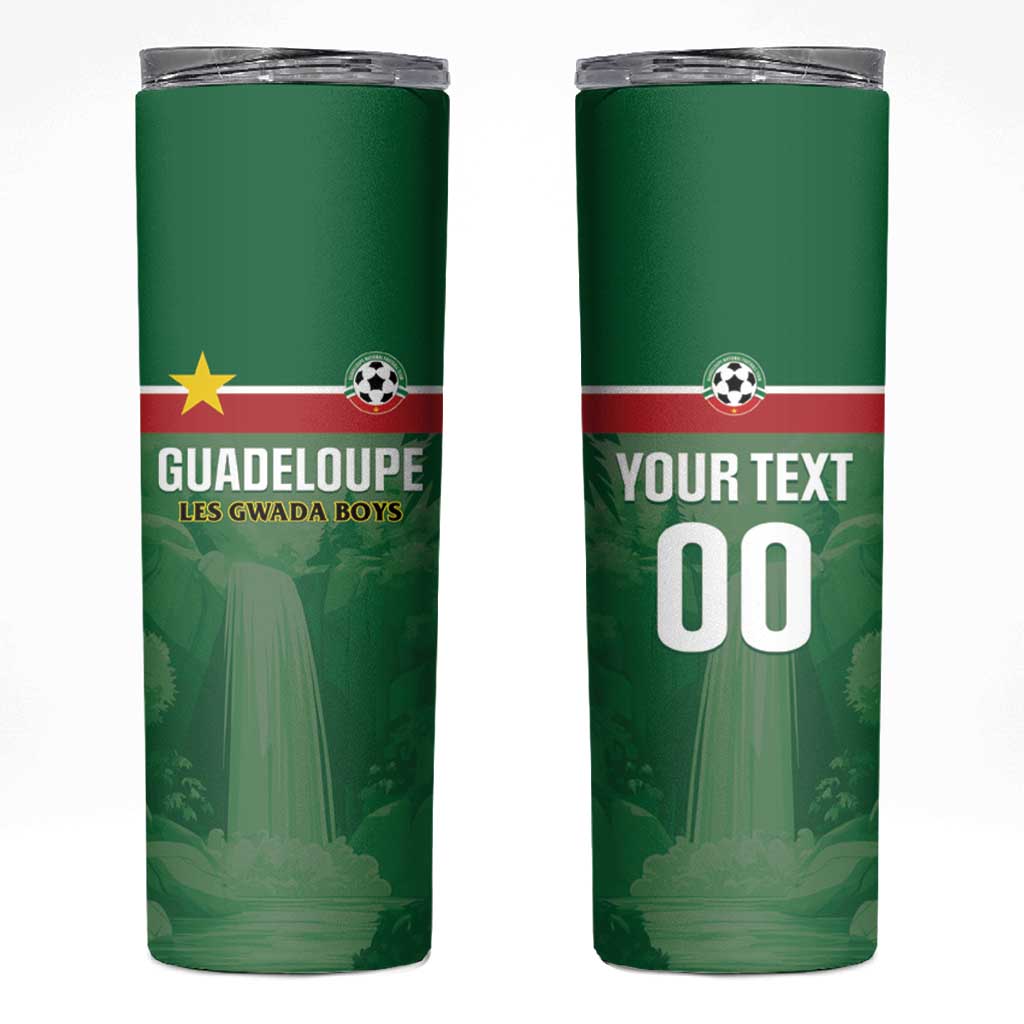 Custom Football Guadeloupe Green Skinny Tumbler Les Gwada Boy Go Champions