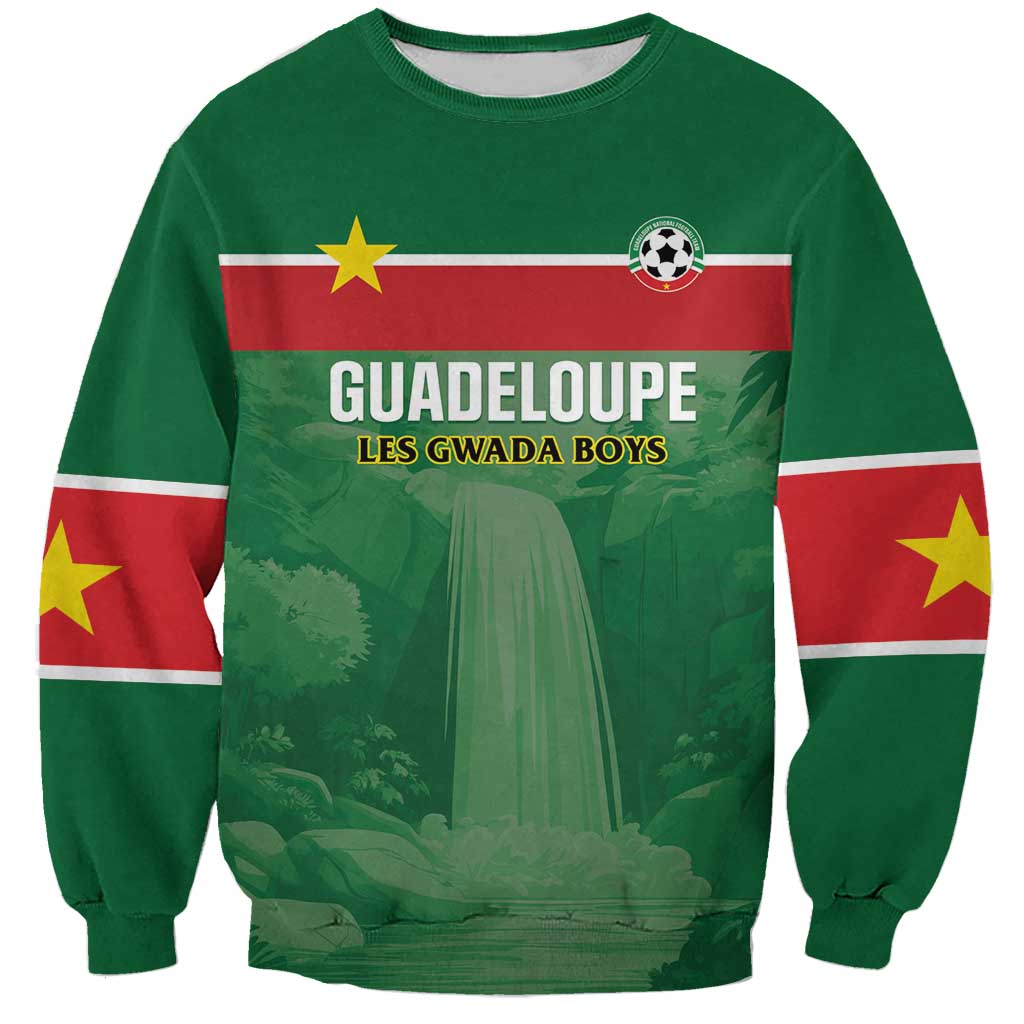 Custom Football Guadeloupe Green Sweatshirt Les Gwada Boy Go Champions