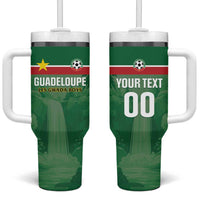 Custom Football Guadeloupe Green Tumbler With Handle Les Gwada Boy Go Champions