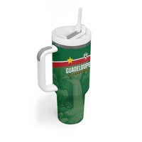 Custom Football Guadeloupe Green Tumbler With Handle Les Gwada Boy Go Champions