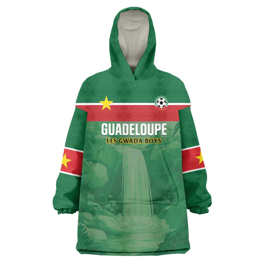 Custom Football Guadeloupe Green Wearable Blanket Hoodie Les Gwada Boy Go Champions