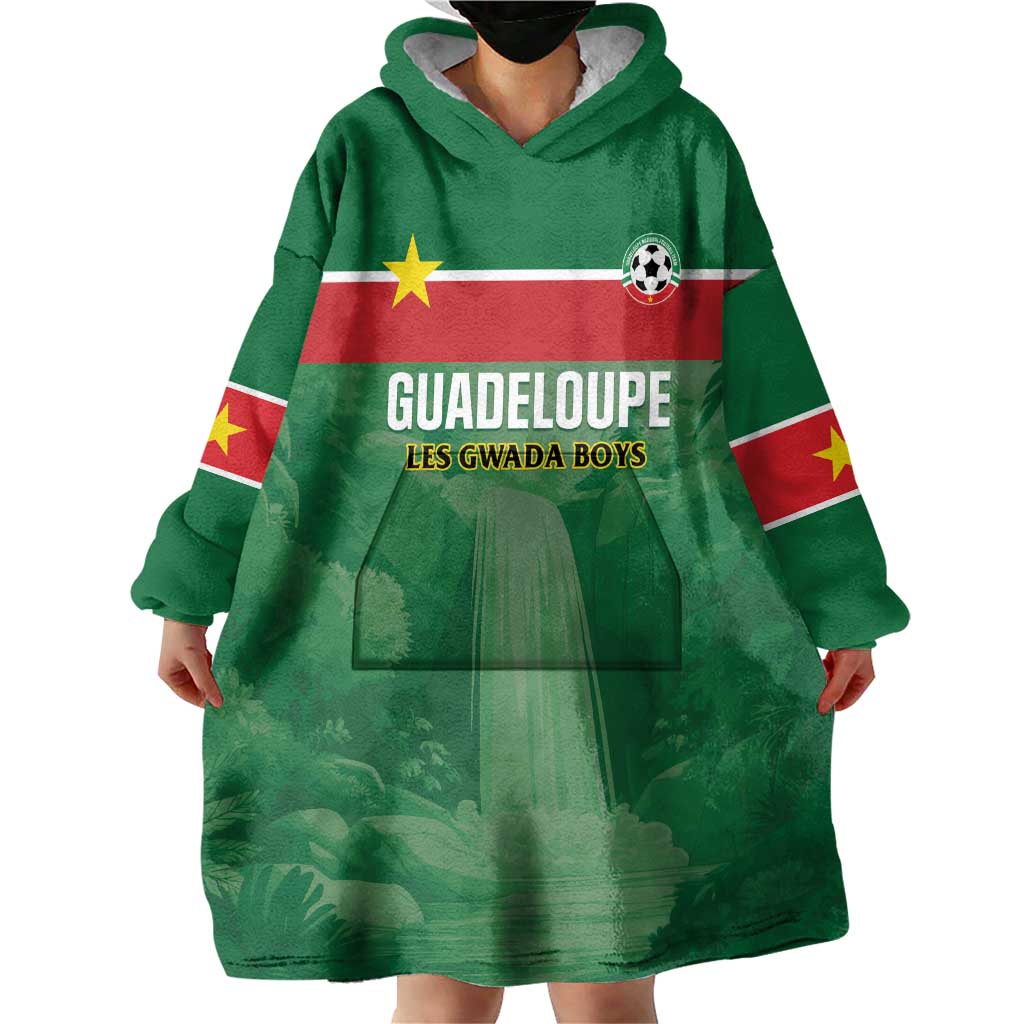 Custom Football Guadeloupe Green Wearable Blanket Hoodie Les Gwada Boy Go Champions