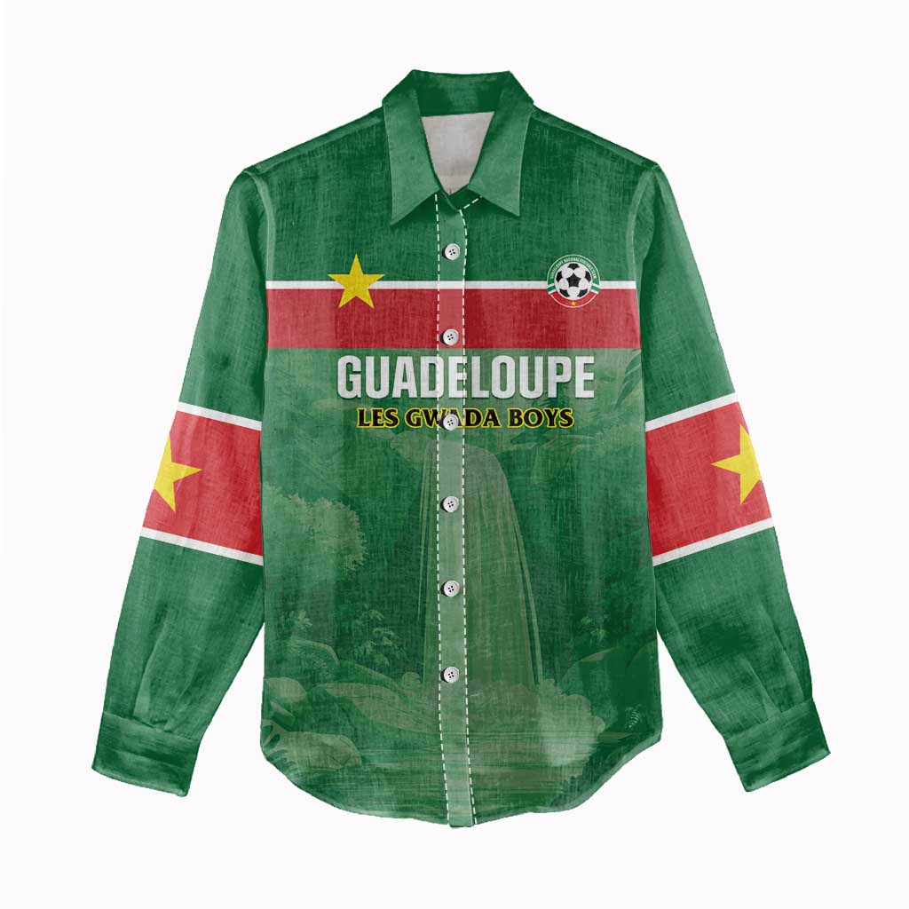 Custom Football Guadeloupe Green Women Casual Shirt Les Gwada Boy Go Champions