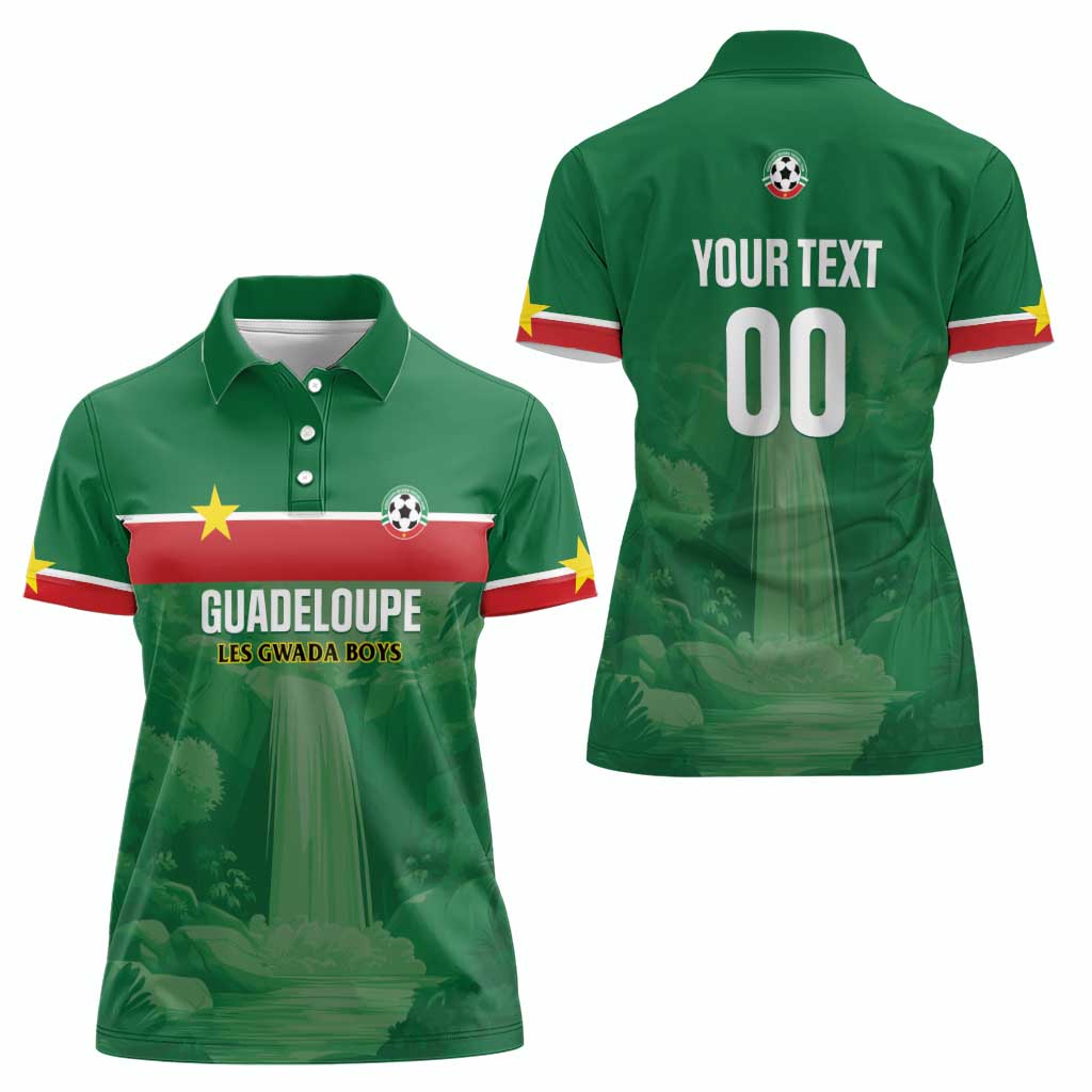 Custom Football Guadeloupe Green Women Polo Shirt Les Gwada Boy Go Champions