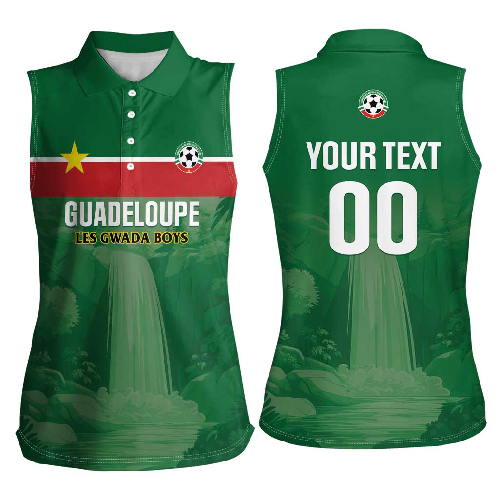 Custom Football Guadeloupe Green Women Sleeveless Polo Shirt Les Gwada Boy Go Champions