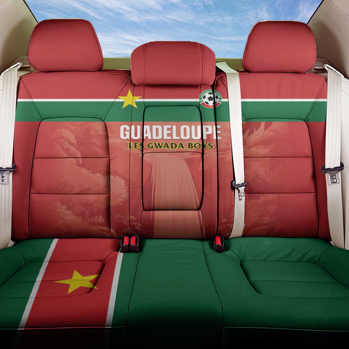 Football Guadeloupe Red Back Car Seat Cover Les Gwada Boy Go Champions