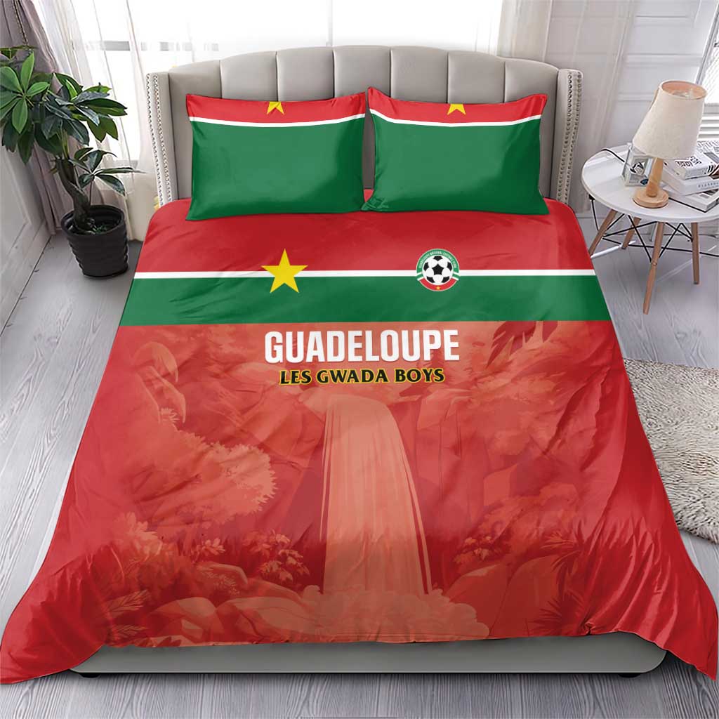 Football Guadeloupe Red Bedding Set Les Gwada Boy Go Champions
