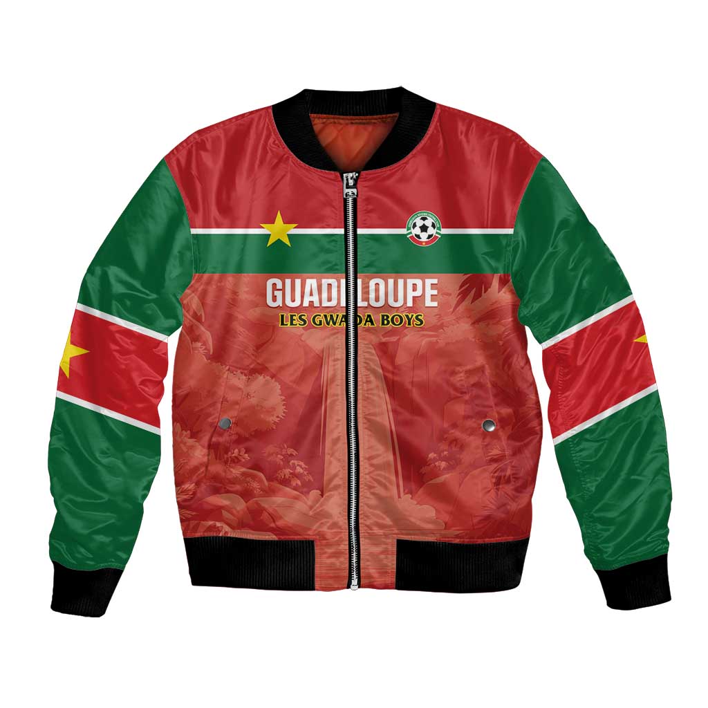 Custom Football Guadeloupe Red Bomber Jacket Les Gwada Boy Go Champions