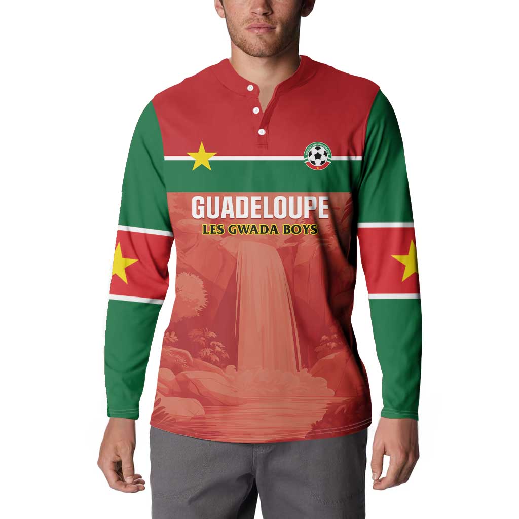 Custom Football Guadeloupe Red Button Sweatshirt Les Gwada Boy Go Champions
