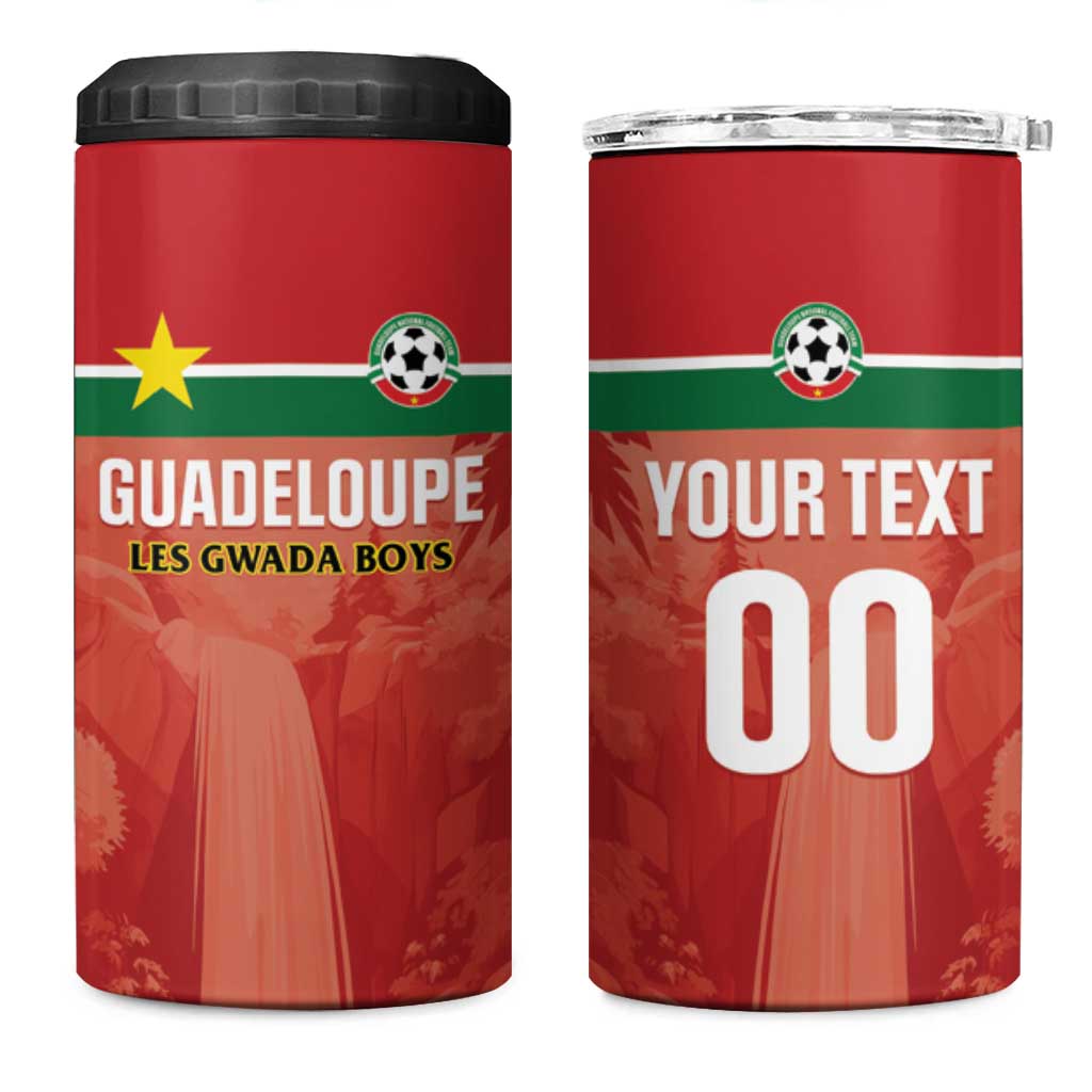 Custom Football Guadeloupe Red 4 in 1 Can Cooler Tumbler Les Gwada Boy Go Champions