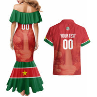 Custom Football Guadeloupe Red Couples Matching Mermaid Dress and Hawaiian Shirt Les Gwada Boy Go Champions