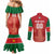 Custom Football Guadeloupe Red Couples Matching Mermaid Dress and Long Sleeve Button Shirt Les Gwada Boy Go Champions
