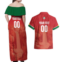 Custom Football Guadeloupe Red Couples Matching Off Shoulder Maxi Dress and Hawaiian Shirt Les Gwada Boy Go Champions