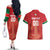 Custom Football Guadeloupe Red Couples Matching Off The Shoulder Long Sleeve Dress and Hawaiian Shirt Les Gwada Boy Go Champions