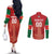 Custom Football Guadeloupe Red Couples Matching Off The Shoulder Long Sleeve Dress and Long Sleeve Button Shirt Les Gwada Boy Go Champions