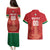 Custom Football Guadeloupe Red Couples Matching Puletasi and Hawaiian Shirt Les Gwada Boy Go Champions