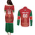 Custom Football Guadeloupe Red Couples Matching Puletasi and Long Sleeve Button Shirt Les Gwada Boy Go Champions