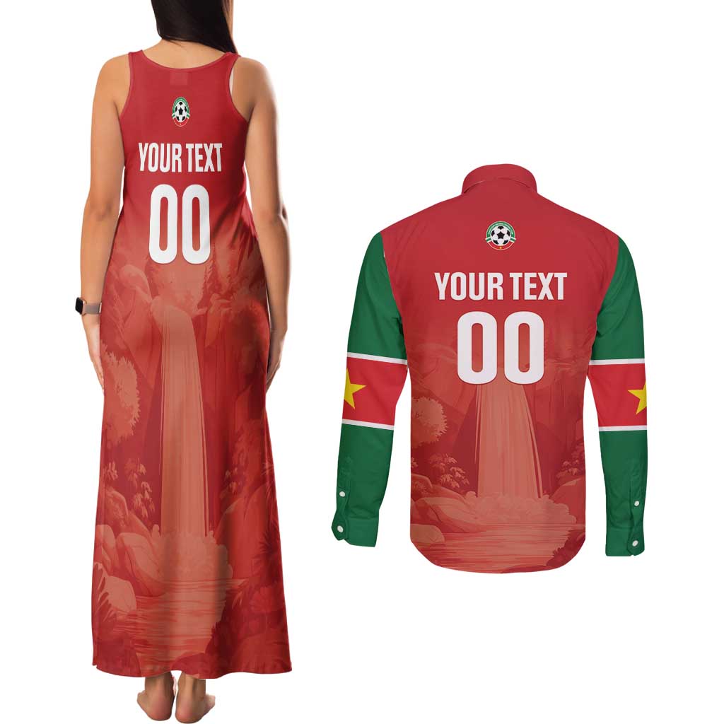 Custom Football Guadeloupe Red Couples Matching Tank Maxi Dress and Long Sleeve Button Shirt Les Gwada Boy Go Champions