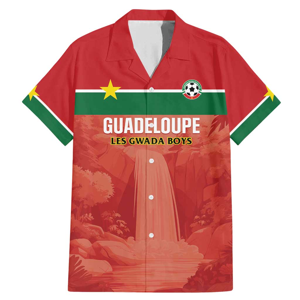 Custom Football Guadeloupe Red Family Matching Mermaid Dress and Hawaiian Shirt Les Gwada Boy Go Champions