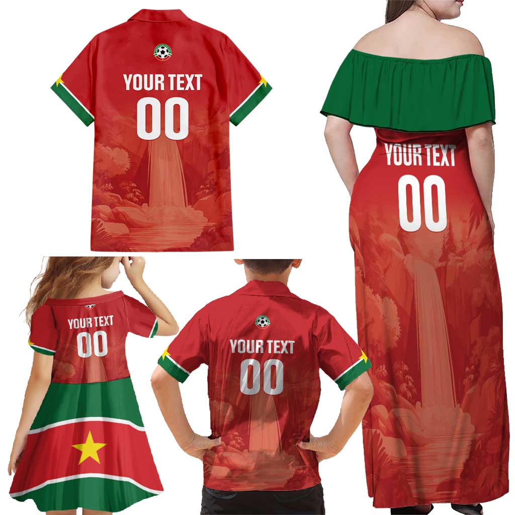 Custom Football Guadeloupe Red Family Matching Off Shoulder Maxi Dress and Hawaiian Shirt Les Gwada Boy Go Champions