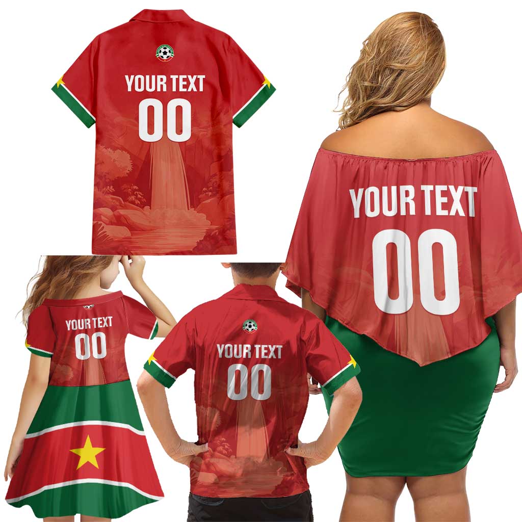 Custom Football Guadeloupe Red Family Matching Off Shoulder Short Dress and Hawaiian Shirt Les Gwada Boy Go Champions