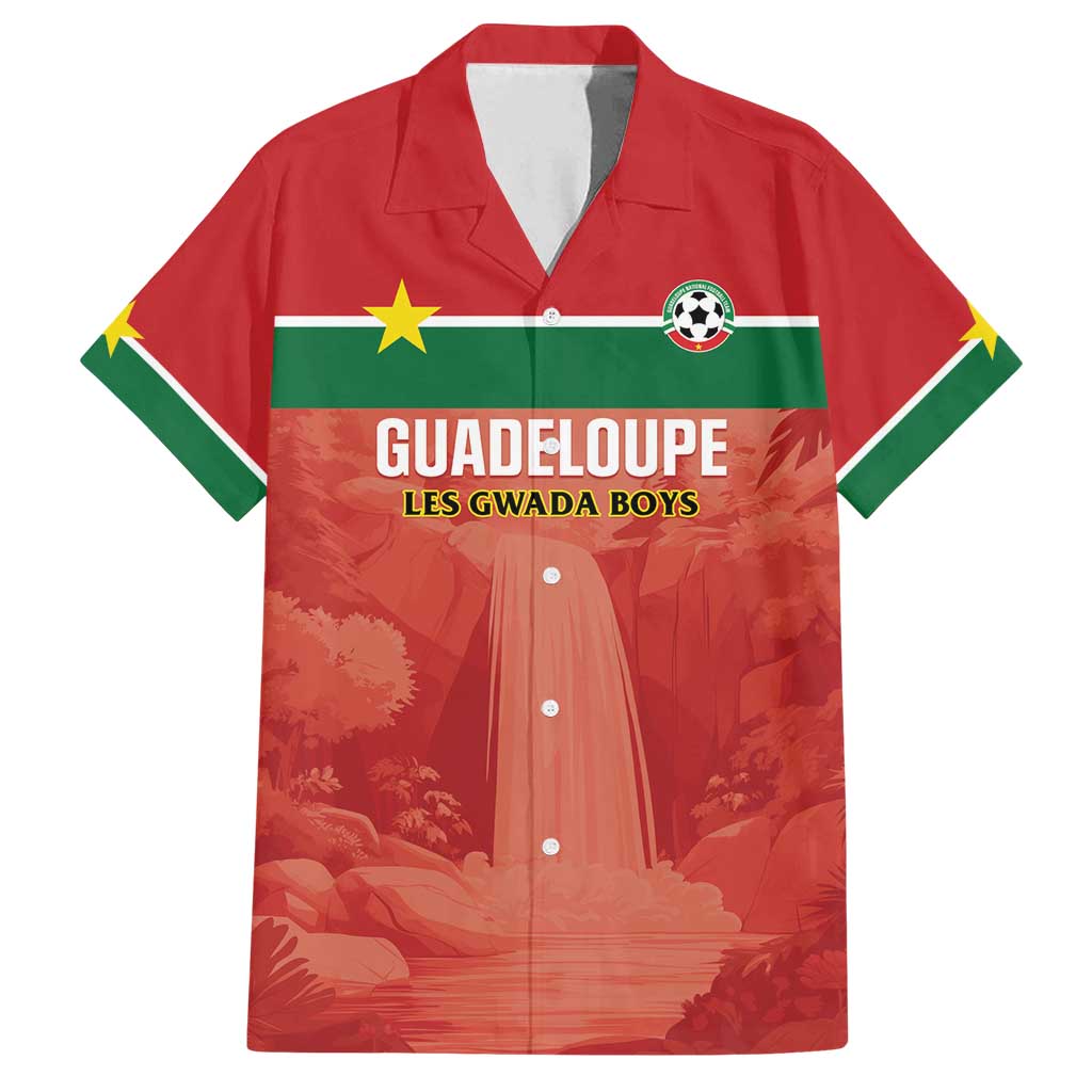 Custom Football Guadeloupe Red Family Matching Puletasi and Hawaiian Shirt Les Gwada Boy Go Champions