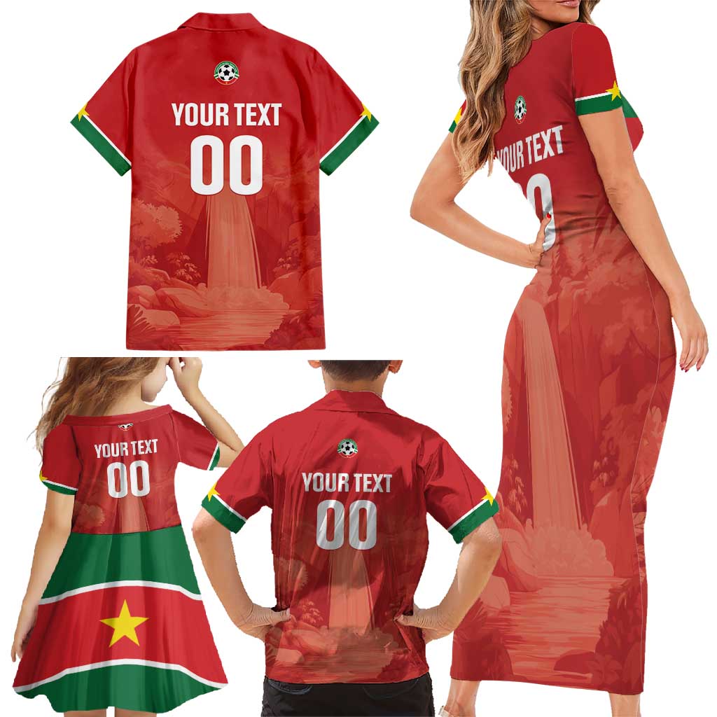 Custom Football Guadeloupe Red Family Matching Short Sleeve Bodycon Dress and Hawaiian Shirt Les Gwada Boy Go Champions