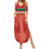 Custom Football Guadeloupe Red Family Matching Summer Maxi Dress and Hawaiian Shirt Les Gwada Boy Go Champions